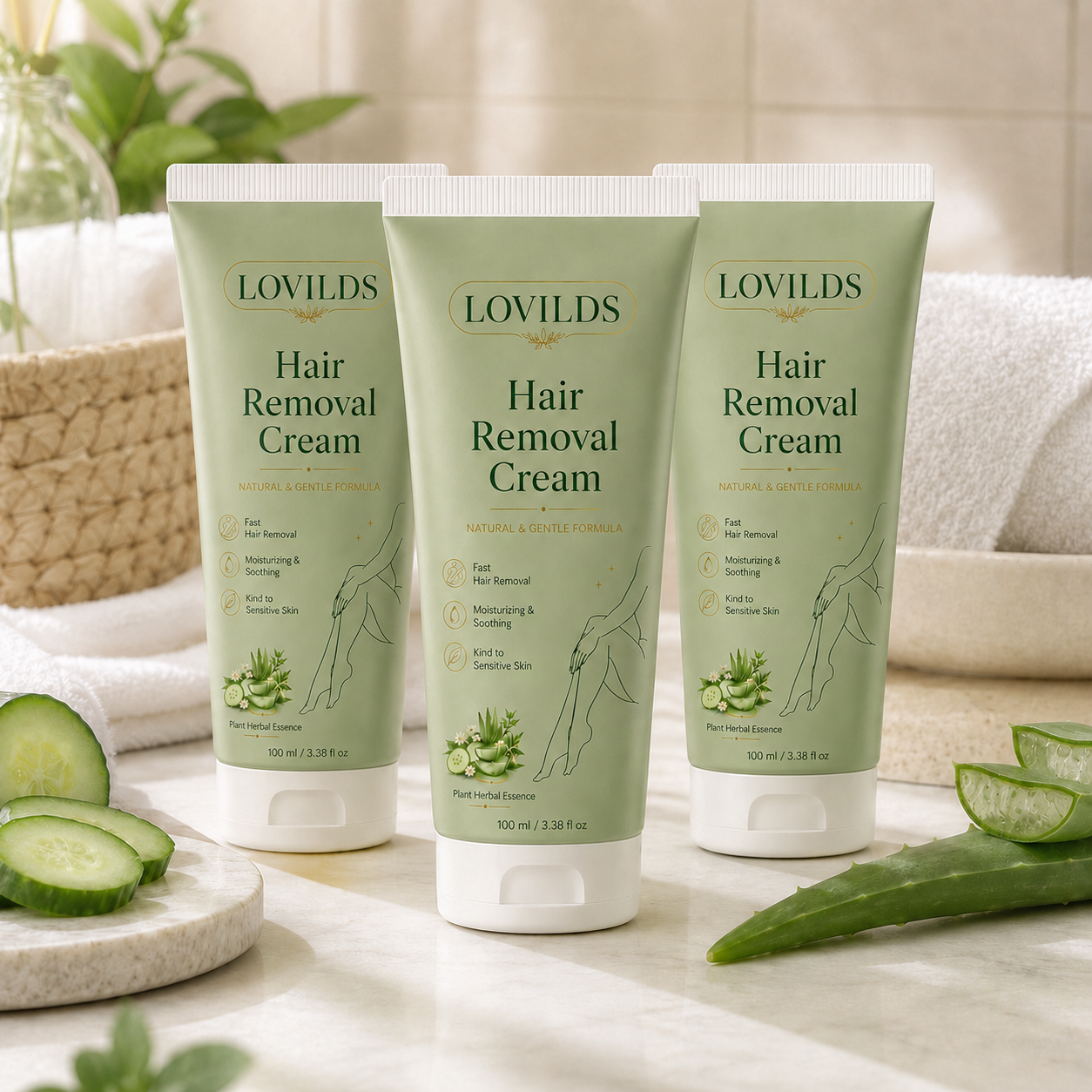 LAST DAY - BUY 1 GET 1 FREE Natural Gentle Hair Removal Cream | For Women & Men, Sensitive Skin