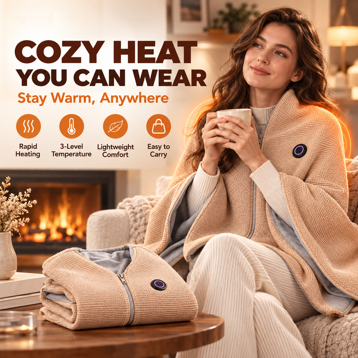 🔥 Christmas Sale — 50% OFF! ❄️ Stay Warm All Winter — Portable Electric Heated Blanket Shawl