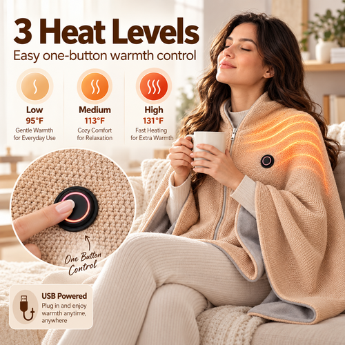 🔥 Christmas Sale — 50% OFF! ❄️ Stay Warm All Winter — Portable Electric Heated Blanket Shawl
