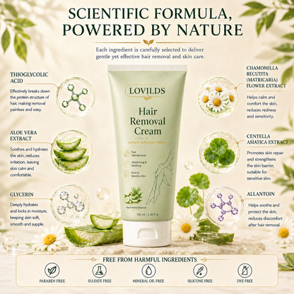LAST DAY - BUY 1 GET 1 FREE Natural Gentle Hair Removal Cream | For Women & Men, Sensitive Skin